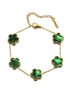 钛钢五叶草渐变手链女轻奢