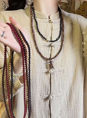 檀香木手持链念佛珠手链紫檀花梨沉香木静心护身木质佛珠文玩手串