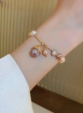 招财猫巴洛克珍珠手链手串女款轻奢小众精致串珠国风高级感手饰