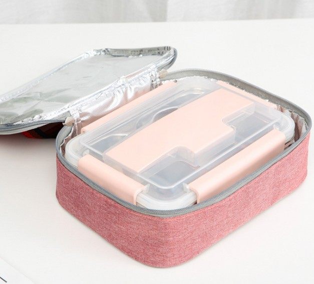 分格型餐盒袋加厚铝箔保温餐包学生食堂手提饭盒袋大号扁平便当包,淘宝优惠券,粉丝福利购,淘宝优惠卷