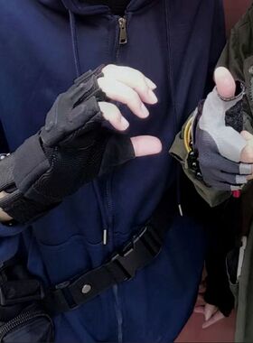 盗墓笔记黑色半指张起灵cos同款手套吴邪款露指手套户外运动无指