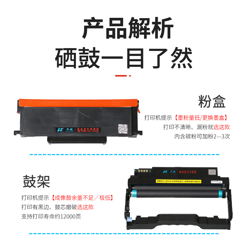 华铭适用奔图M7106DN粉盒芯片M6863FDN硒鼓M7125DN P3370DN M6705 TO405 DL-415鼓组件P3305 M7205 DO405碳粉 - 图1