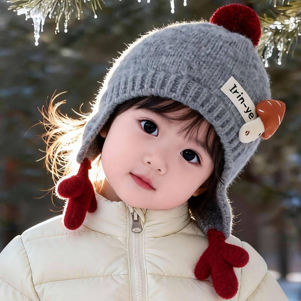 儿童帽子秋冬季保暖加厚针织护耳帽男孩女宝宝可爱防风百搭毛线帽,淘宝优惠券,粉丝福利购,淘宝优惠卷
