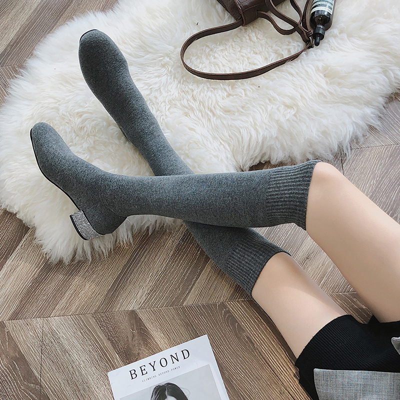 Over-the-knee boots for women, thick heels, slimming tall socks for women