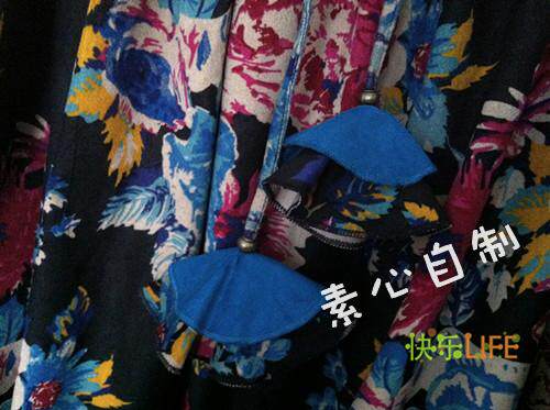 满亭芳素心自制民族风半身裙中长秋冬加厚平绒印花大摆裙女装包邮 - 图2