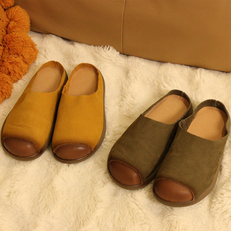 572花藤萝蔓 牛皮包头休闲平底软底软面舒适轻便真皮女拖鞋凉拖,淘宝优惠券,粉丝福利购,淘宝优惠卷