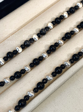 黑色串珠项链女2024新款爆款秋冬毛衣链小众设计高级感颈链锁骨链