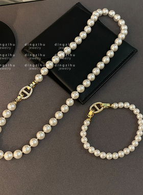 高级感8mm施家珍珠项链轻奢颈链