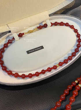 黑红色串珠项链女士2024秋冬毛衣链小众设计轻奢气质高级感锁骨链