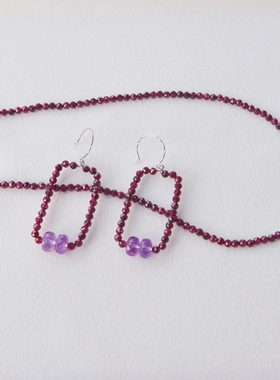 紫水晶紫牙乌闪亮亮水晶项链