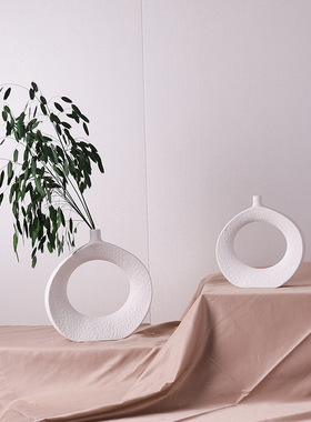 现代简约陶瓷白色花器摆件样板间民宿电视柜书柜家居饰品软装搭配