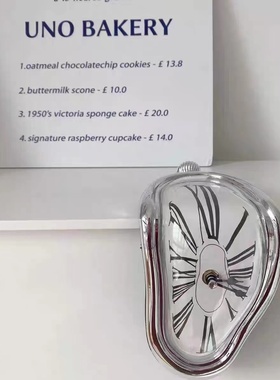 现代简约创意流淌时钟挂钟摆件客厅书架样板间售楼处装饰品摆设