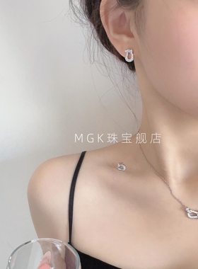 纯银马蹄扣女生镶钻高级感项链