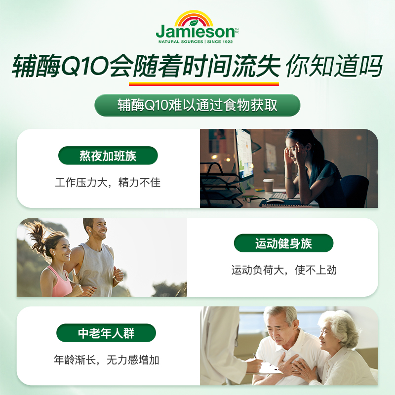 Jamieson健美生进口辅酶q10熬夜心脏添能护血管软胶囊进口保健品 - 图1