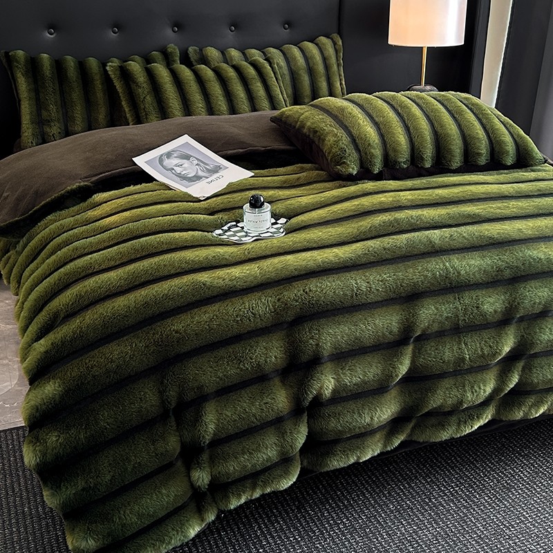 冬季高端兔毛绒四件套加厚牛奶绒珊瑚绒双面绒条纹被套床单床笠款,淘宝优惠券,粉丝福利购,淘宝优惠卷