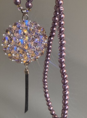 轻奢百搭五彩水晶毛衣链潮长款挂饰花朵项链百搭衣服吊坠