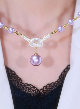 轻奢高级感满钻珍珠项链女