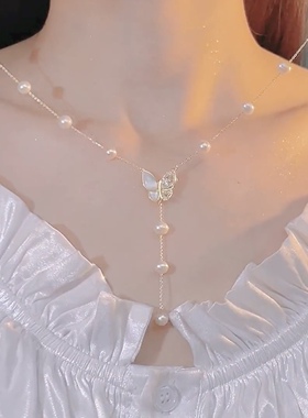 蝴蝶之恋新款潮超仙甜美珍珠项链