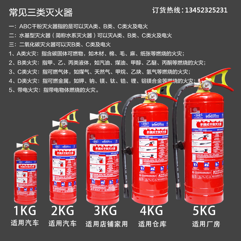 手提式干粉灭火器汽车用车载灭火器家用厂1用2-3-4-5kg消防器材6