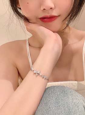 碎钻蝴蝶结手链女可抽拉手饰