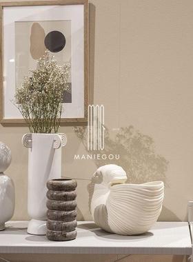 轻奢天然圆柱大理石餐厅果盘茶几摆件装饰品工艺花瓶器收纳托盘子