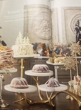 轻奢天然大理石餐桌厅碟子架置物酒店观赏装饰品工艺品收纳摆托盘