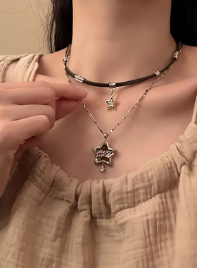 山沐手作「星垂平野」复古精致星星叠戴项链女秋冬新款锁骨链颈链