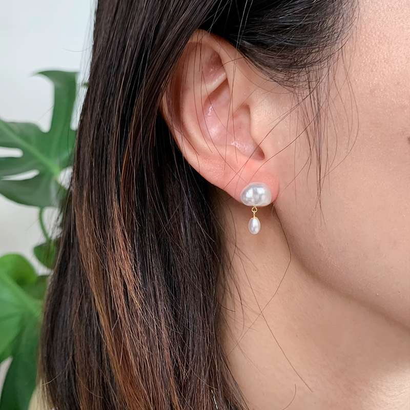 天然海水南洋keshi澳白野生珍珠云朵小水滴大溪地巴洛克耳钉耳坠 - 图3