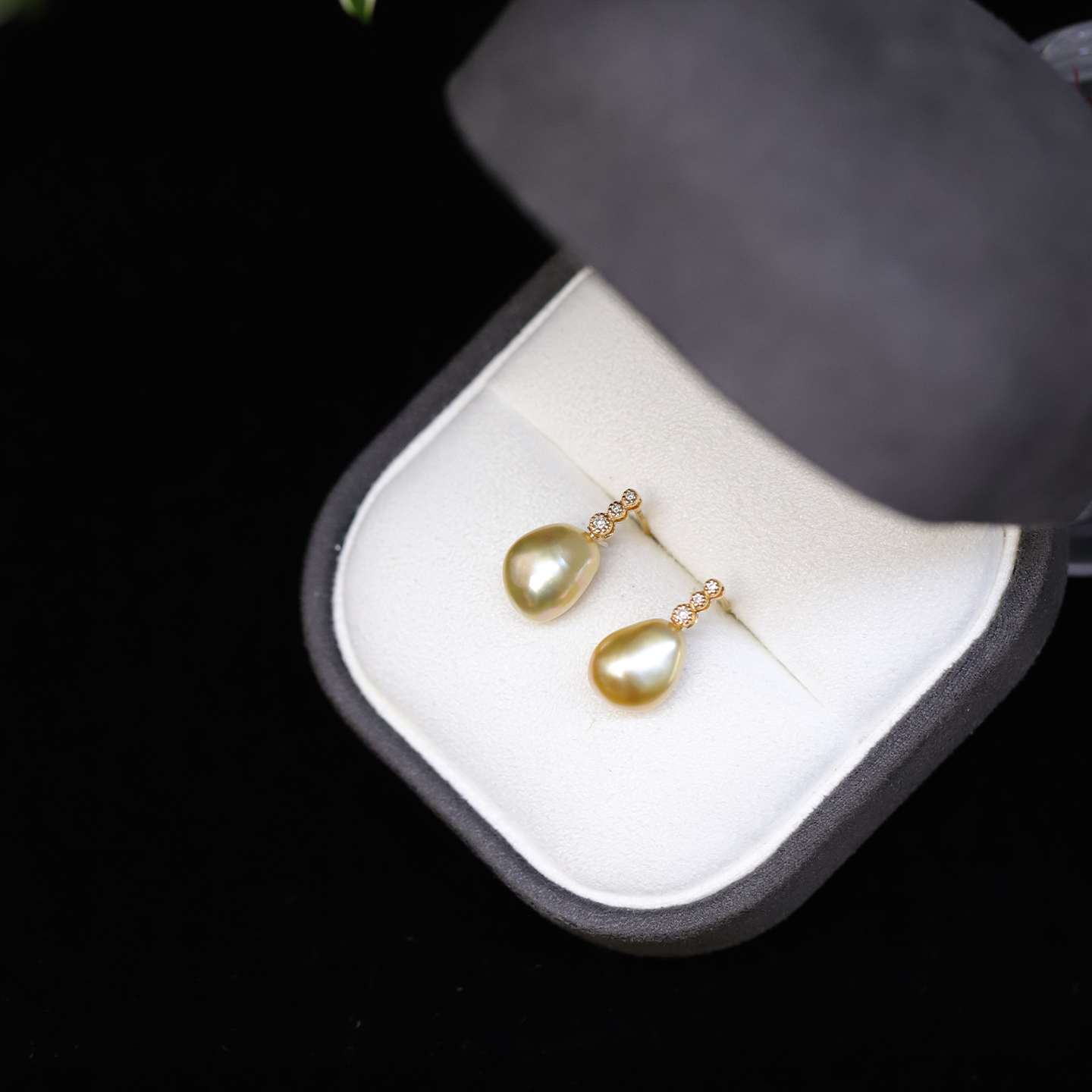 三钻款金珠keshi天然无核野生南洋金珠18K金钻石简约海水珍珠耳钉,淘宝优惠券,粉丝福利购,淘宝优惠卷
