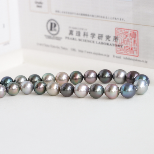 真科研证书漂浮在南太平洋的珍珠岛屿混彩9-11mm大溪地炫彩项链 - 图2