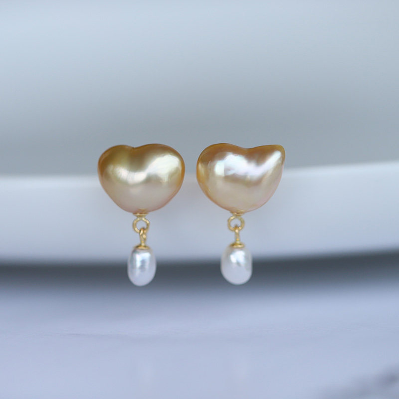 天然海水南洋keshi澳白野生珍珠云朵小水滴大溪地巴洛克耳钉耳坠 - 图1