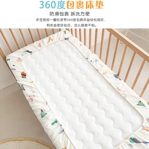 婴儿床笠全棉纱布宝宝床上用品拼接床单幼儿园新生儿童床垫套罩 - 图2