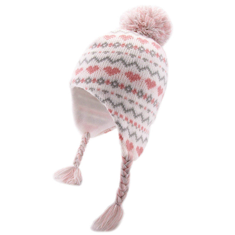 NOABAT儿童帽子秋冬季女童冬帽护耳帽宝宝提花加绒毛线套头毛绒帽,淘宝优惠券,粉丝福利购,淘宝优惠卷