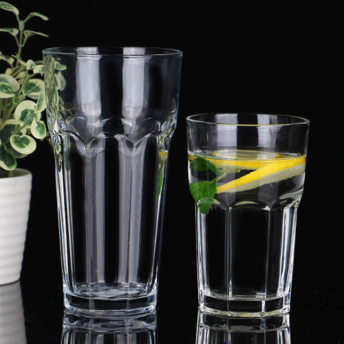 八角玻璃厚实水杯果汁杯大容量470ML 家用 KTV 酒吧啤酒杯 - 图0