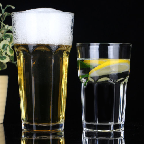 八角玻璃厚实水杯果汁杯大容量470ML 家用 KTV 酒吧啤酒杯 - 图1