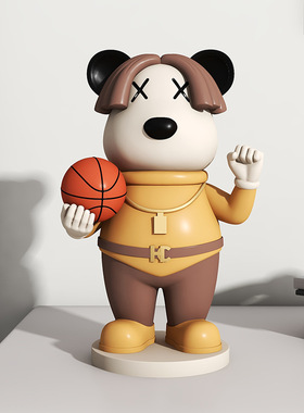 潮玩蓝球熊创意桌面摆件电视柜酒柜玄关树脂工艺品装饰品摆件礼物