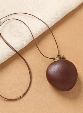 佑小姐长款简约毛衣链吊坠橡果