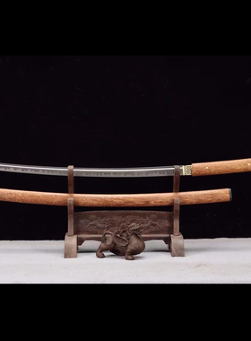武士刃居合道花梨木65锰钢研白工艺一体锻打成型收藏把玩未开刃