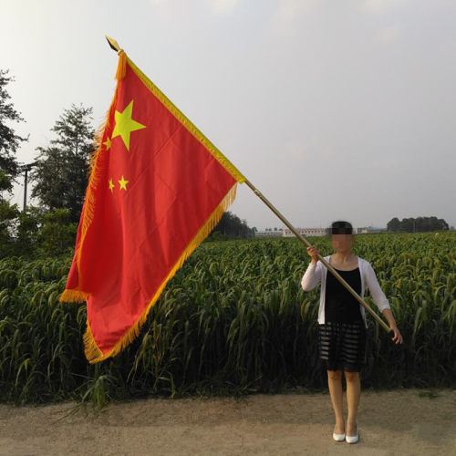 仪仗队旗杆领队手持枪头伸缩杆救援护卫队杆户外不锈钢手摇挥旗杆 - 图3