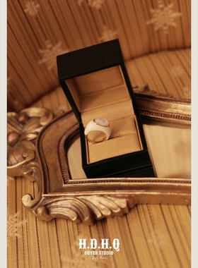 H.D.H.Q黑标系列-Art deco鸡尾酒贝母白色珐琅釉戒指