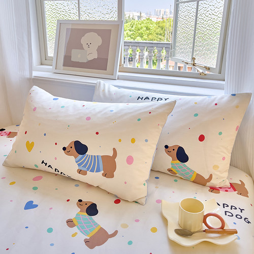 可爱全棉纯棉单人枕套学生宿舍专用超大个枕芯套枕头套48x74透气 - 图0