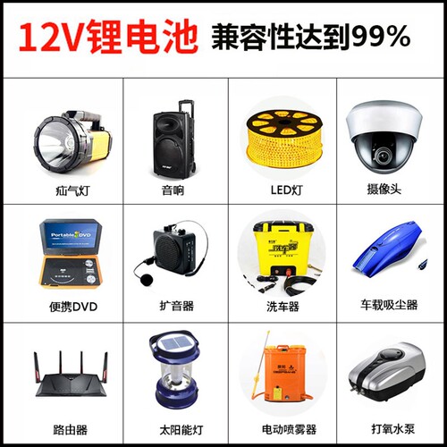 12v聚合物锂电池12000mAh马蜂服音响11.1伏电源监控LED充电大容量 - 图0