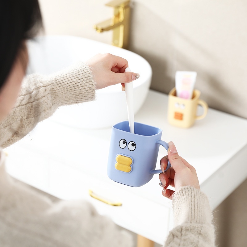 简约创意卡通卫生间洗漱杯新款学生宿舍萌趣嘟嘟唇可爱防摔刷牙 - 图0