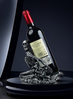 跨境新品万圣节骷髅头红酒架个性家居装饰摆件骷髅酒瓶座