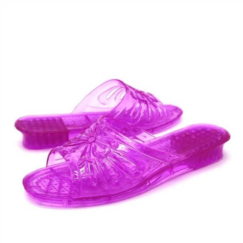 老式拖鞋怀旧经典果冻透明水晶塑料平跟女拖鞋女士夏季坡跟厚底室