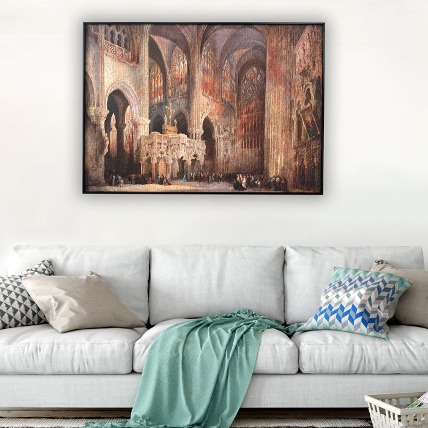 轻奢现代简约拼图框架装裱1000片相框烈日大教堂70×50单框防潮框,淘宝优惠券,粉丝福利购,淘宝优惠卷