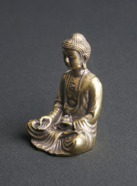 实心黄铜如来佛卍字佛像寺庙家居佛像摆件释迦牟尼桌面坐禅佛