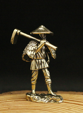 创意稻草人农夫耕耘摆件家居客厅摆件农夫锄地铜雕工艺品装饰