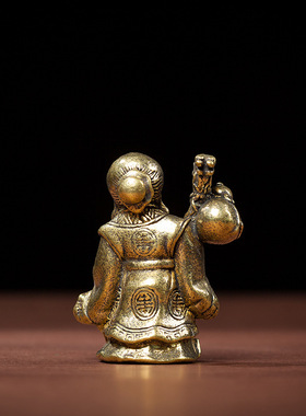 黄铜禄寿摆件寿比南山寿星小摆件桌面工艺礼品家居佛像