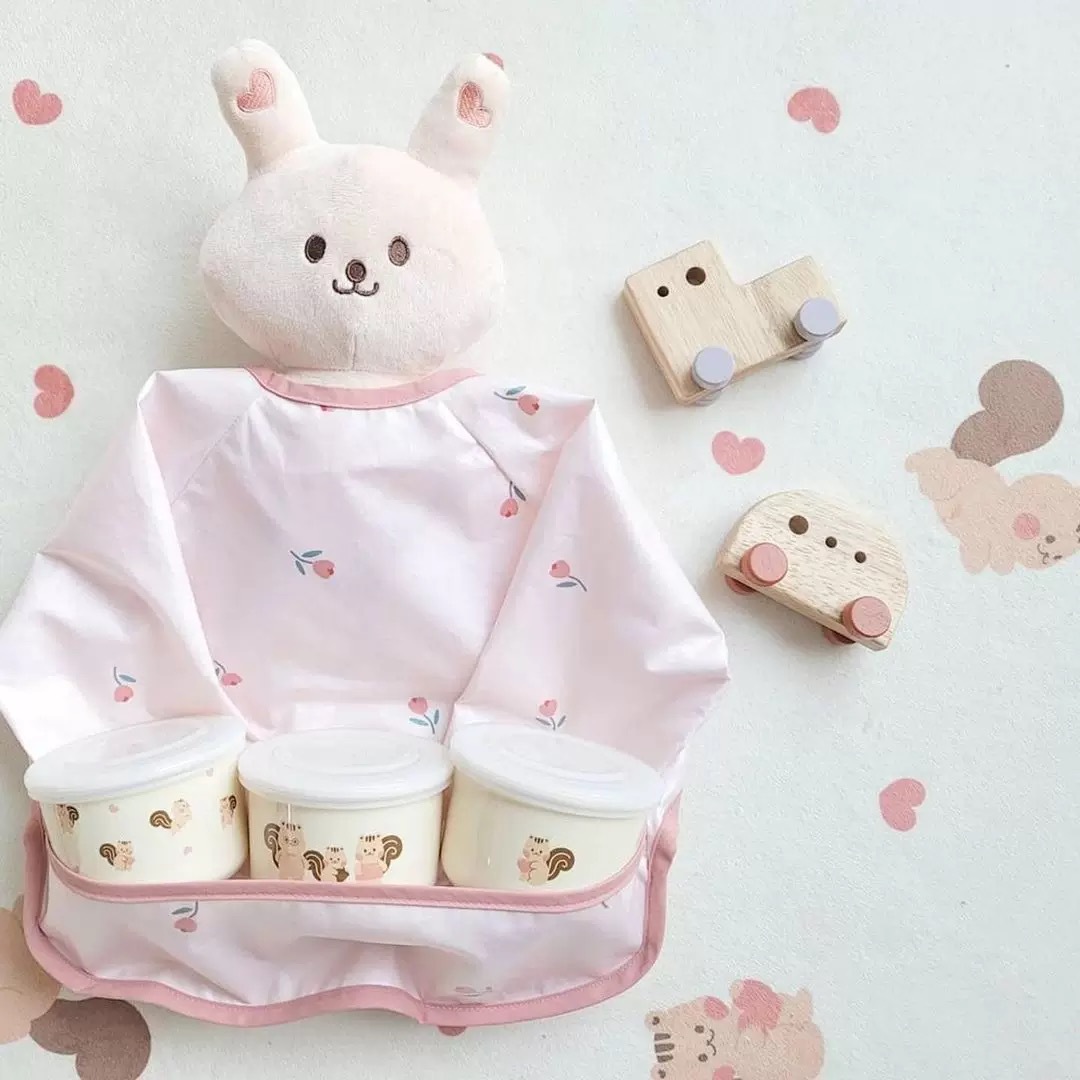 Korean children's eating smock full body waterproof reverse dressing baby eating bib 1-3 years old baby food supplement